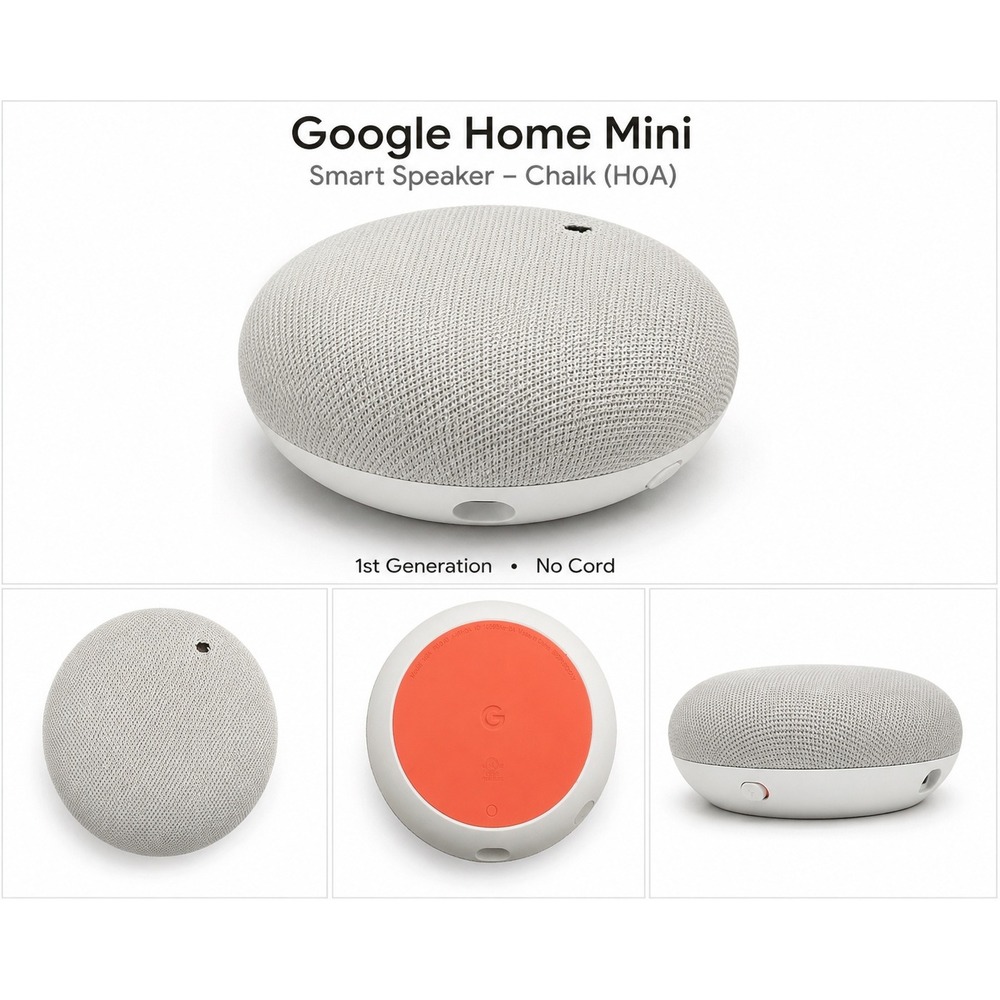 Google Home Mini Smart Speaker Chalk H0A 1st Gen Gray Coral No Cord Small Hole